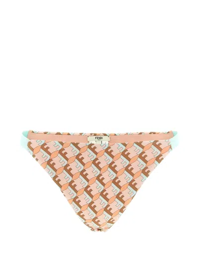 Fendi Ff Waves Geometric Print Bikini Bottom In Neutral
