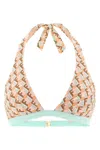 Fendi Ff Waves Triangle Bikini Top Tie Straps In Multi