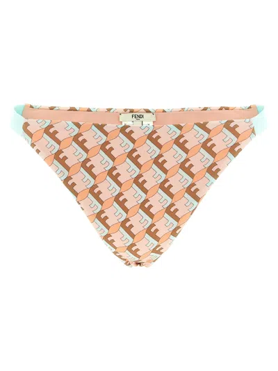 Fendi Ff Waves Geometric Print Bikini Bottom In Neutral