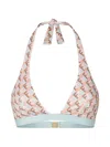 Fendi Ff Waves Triangle Bikini Top With Lace-up Details In Multi