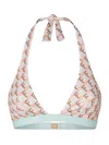 Fendi Ff Waves Triangle Bikini Top With Lace-up Details In Pink