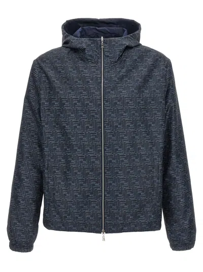 Fendi K-way Reversibile In Poliestere Stampato  Uomo In Blue