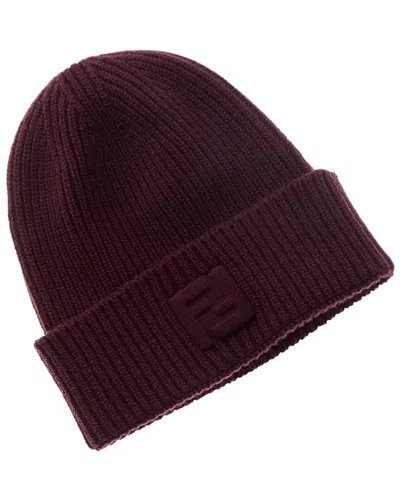 Fendi Ff Wool & Cashmere-blend Beanie In Purple