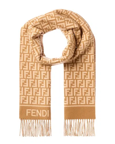Fendi Ff Wool & Cashmere-blend Scarf In Neutral