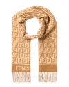 Fendi Wool And Cashmere Scarf Scarves And Foulards Beige In Brown