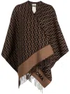 Fendi Ff Wool And Cashmere Poncho In Brown