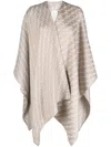 Fendi Women Ff Wool And Silk Poncho In Brown