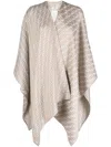 Fendi Women Ff Wool And Silk Poncho In Neutral