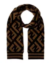 Fendi Ff Wool-blend Scarf In Brown