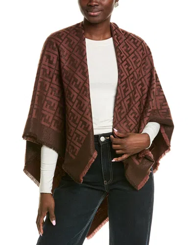 Fendi Ff Wool-blend Shawl In Brown