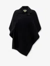 Fendi Wool Cape With Collar And Draped Shape In Black