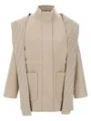 Fendi Beige Wool Parka With Removable Stole And Ff Monogram In Brown