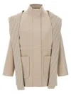 Fendi Beige Wool Parka With Removable Stole And Ff Monogram In Neutral