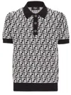Fendi Ff-motif Knitted Polo Shirt In Black