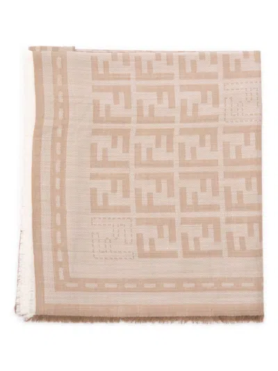 Fendi Ff Denim Effect Shawl In Neutral