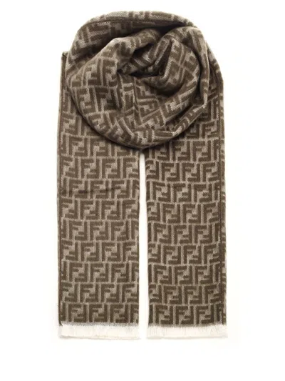 Fendi Ff Wool Scarf Scarves And Foulards Green