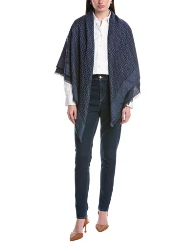 Fendi Ff Wool-blend Shawl In Blue