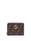 Fendi Medium Zip Around Wallet Ff Diamonds In Brown