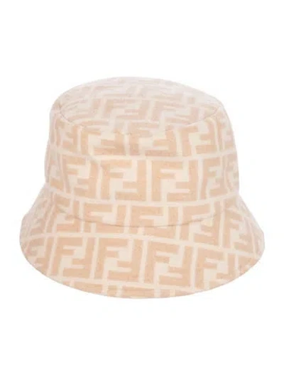 Pre-owned Fendi Ff Zucca Bucket Hat In Neutrals