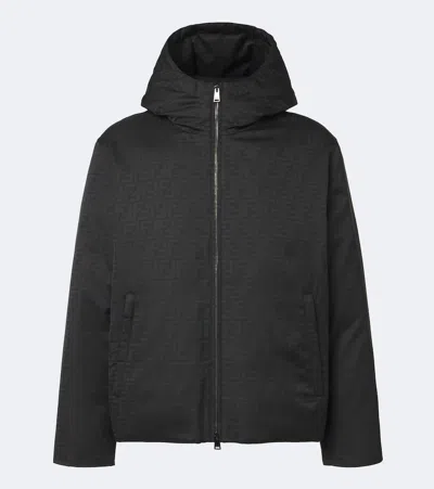 Fendi Ff Zucca Hooded Down Jacket In Black