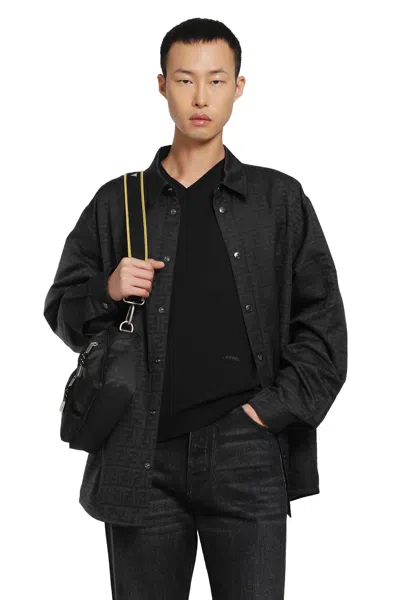 Fendi Ff Zucca Jacquard Blouson Jacket In Black