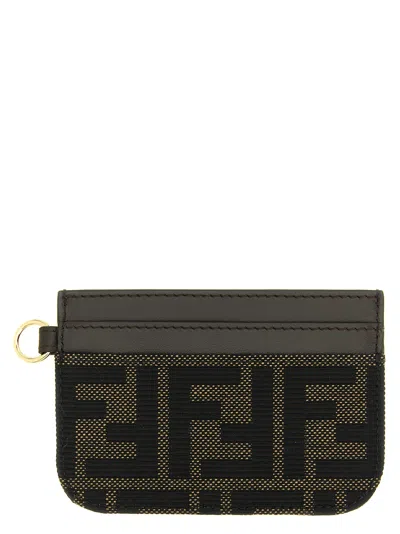 Fendi Ff Zucca Jacquard Card Case In Brown