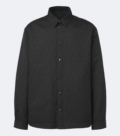Fendi Blouson In Nylon Jacquard Ff Zucca Nero In Black
