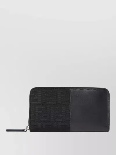 Fendi Ff Zucca Jacquard Zip Around Wallet In Black