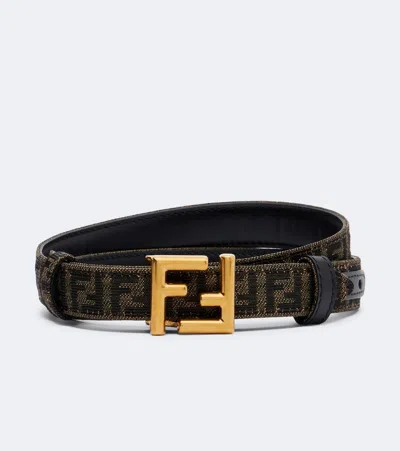 Fendi Ff Zucca Reversible Belt In Brown