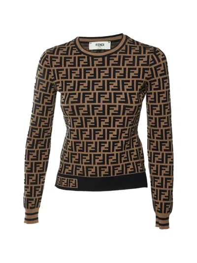 Pre-owned Fendi Ff Zucca Sweater In Brown