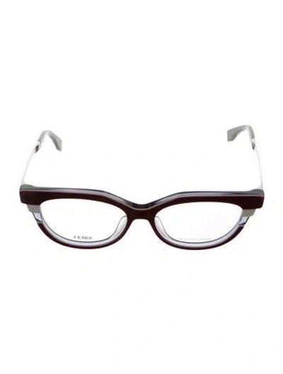 Pre-owned Fendi Ff0116 Zucchino Ff Logo Eyeglasses In Burgundy