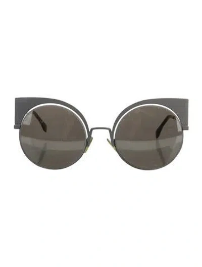 Pre-owned Fendi Ff0177s Aviator Sunglasses In White