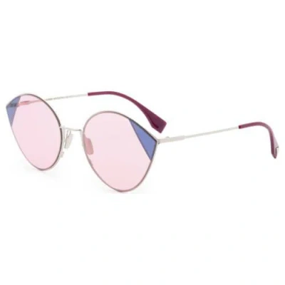 Pre-owned Fendi Ff0341/s Avb Silver Pink Women Cat-eye Sunglasses W/pink Lens