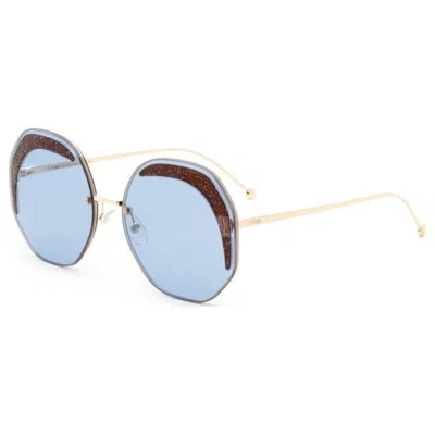 Pre-owned Fendi Ff0358/s Mvu Geometric Women Sunglasses In Blue