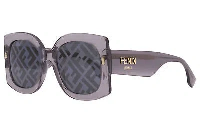 Pre-owned Fendi Ff0436/g/s Kb7md Sunglasses Transparent Grey/grey Décor Mirror 53mm In Gray