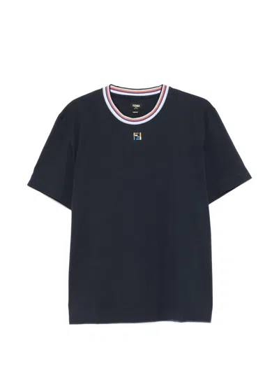 Fendi Ff Regular Fit Polo Shirt Neckline In Blue