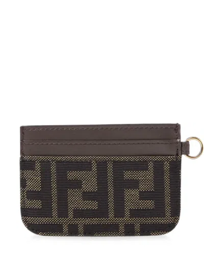 Fendi Ff-jacquard Card Case In Brown