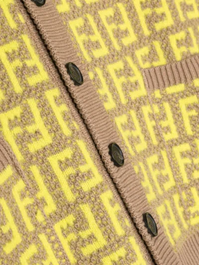 Fendi Ff-jacquard Knitted Cardigan In Multi