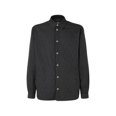 Fendi Ff-jacquard Long-sleeve Shirt In Black