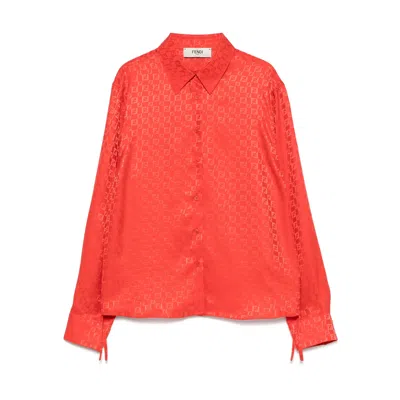 Fendi Ff-jacquard Shirt In Red