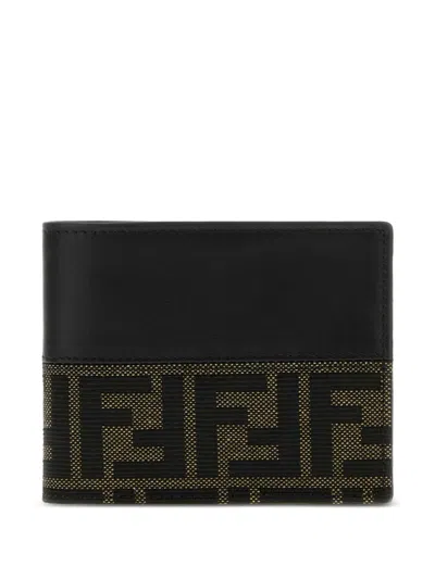 Fendi Ff-jacquard Wallet In Black