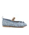 Fendi Ff-logo Ballet Flats In Gray