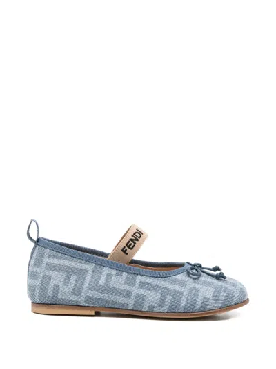 Fendi Kids' Ff-logo Ballet Flats In Multi