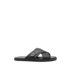 Fendi Crossed X-strap Calfskin Slide Sandals In Black