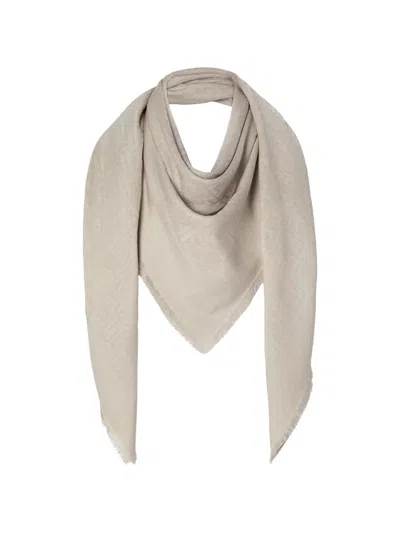 Fendi Ff-logo Frayed Shawl In Neutral