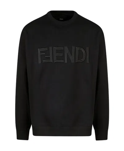 Fendi Ff-logo Long-sleeve Sweatshirt In Black