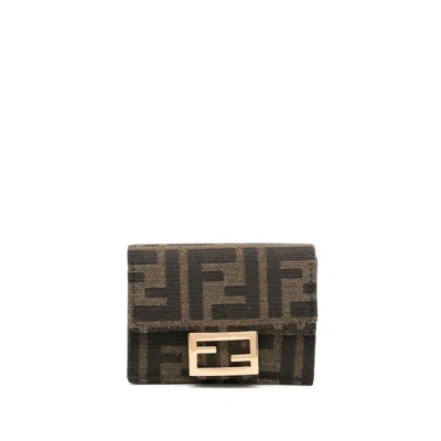 Fendi Ff-logo Pattern Wallet In Brown