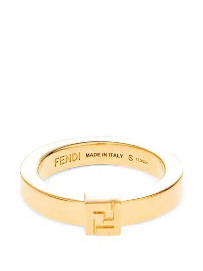 Fendi Ff-logo Ring In Gold