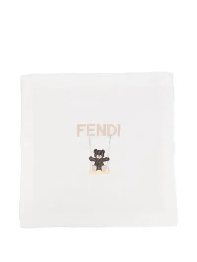 Fendi Ff-logo Teddy-bear Blanket In Pattern