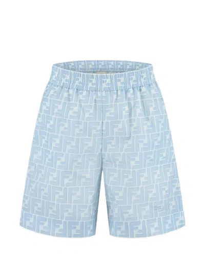 Fendi Kids' Ff-logo-print Swim Shorts In Blue